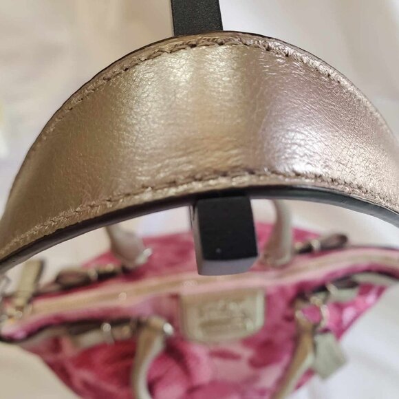 Coach Madison Floral Opa Sophia Shoulder Bag shades of pink and metallic gold - Picture 7 of 16